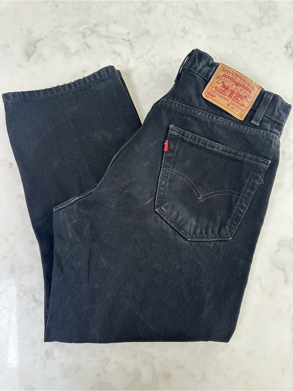 Men’s Vintage (1998) Black Levi's 505 Regular Fit Straight Leg Jeans. W34 L30